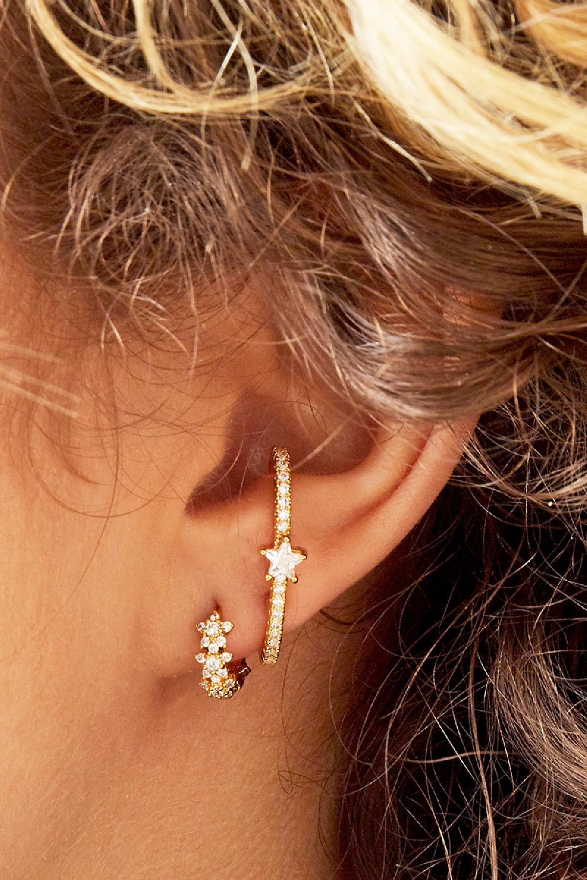 Star rhinestone hoop earrings - copper Picture2